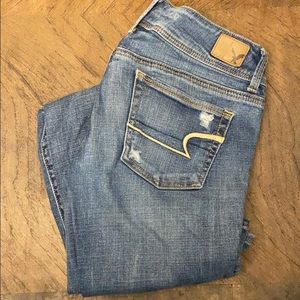 Distressed American Eagle Boot Cut Jeans